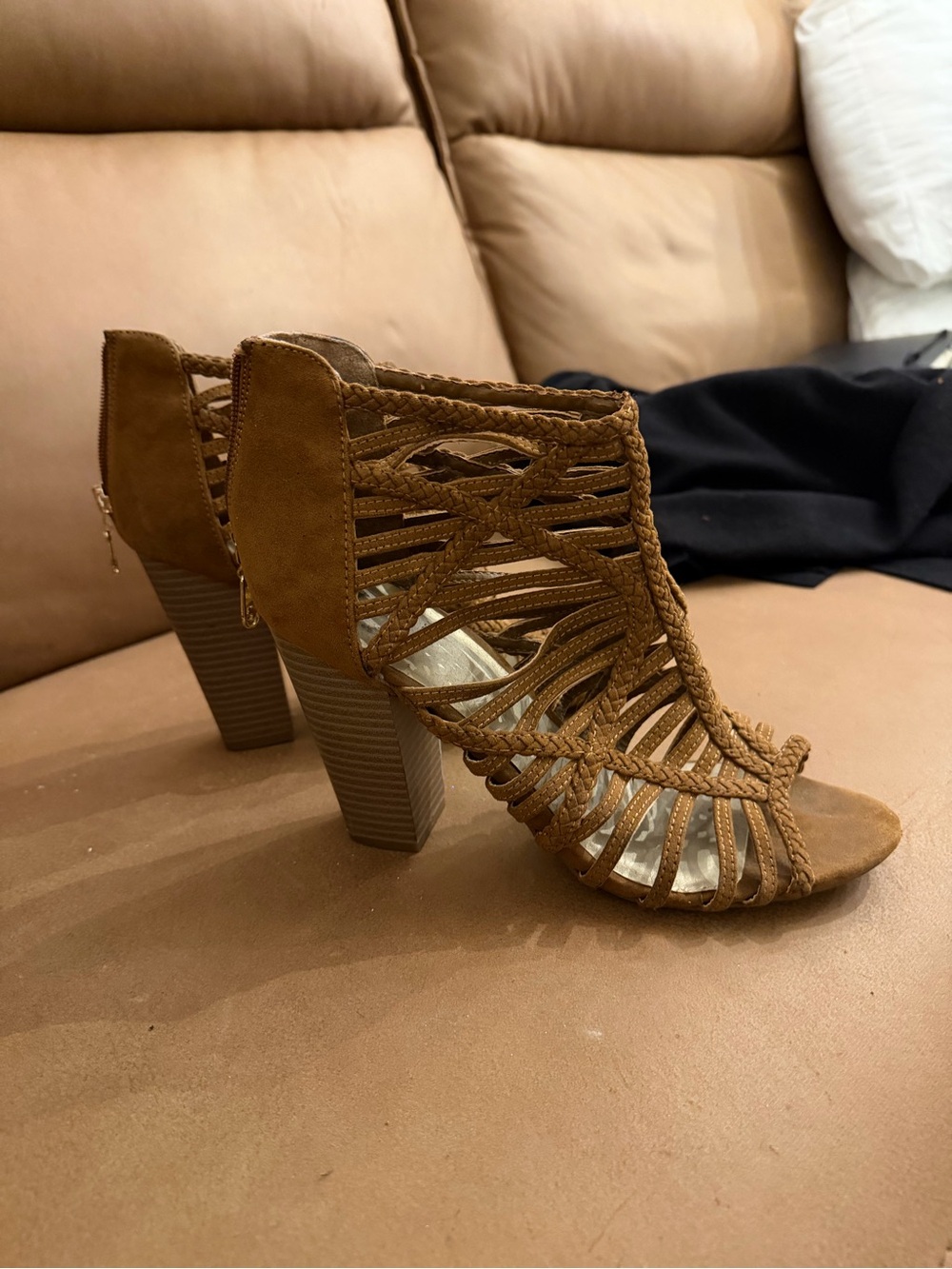 Guess Braided Strappy High Heel Sandals - Brown
